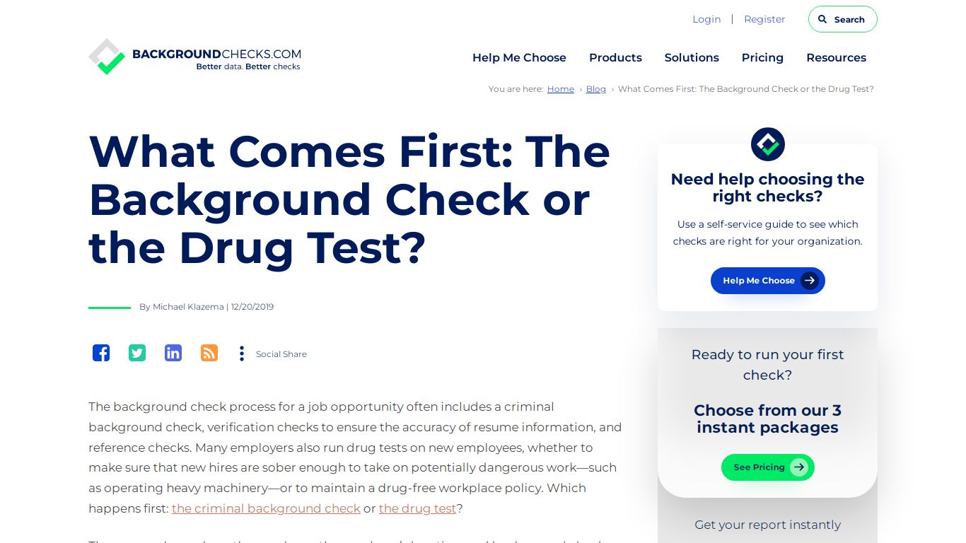 What Comes First: The Background Check or the Drug Test?
